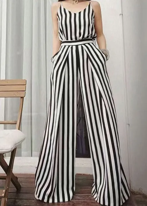 2024 Summer New Thin Black White Striped Wide Leg Pants ZL004