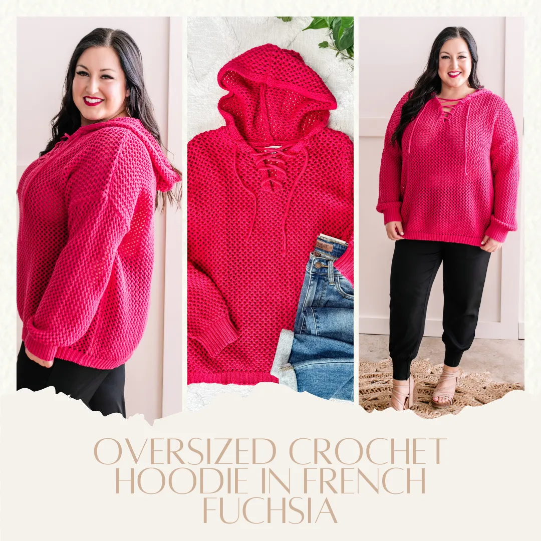 3.4 Oversized Crochet Hoodie In French Fuchsia