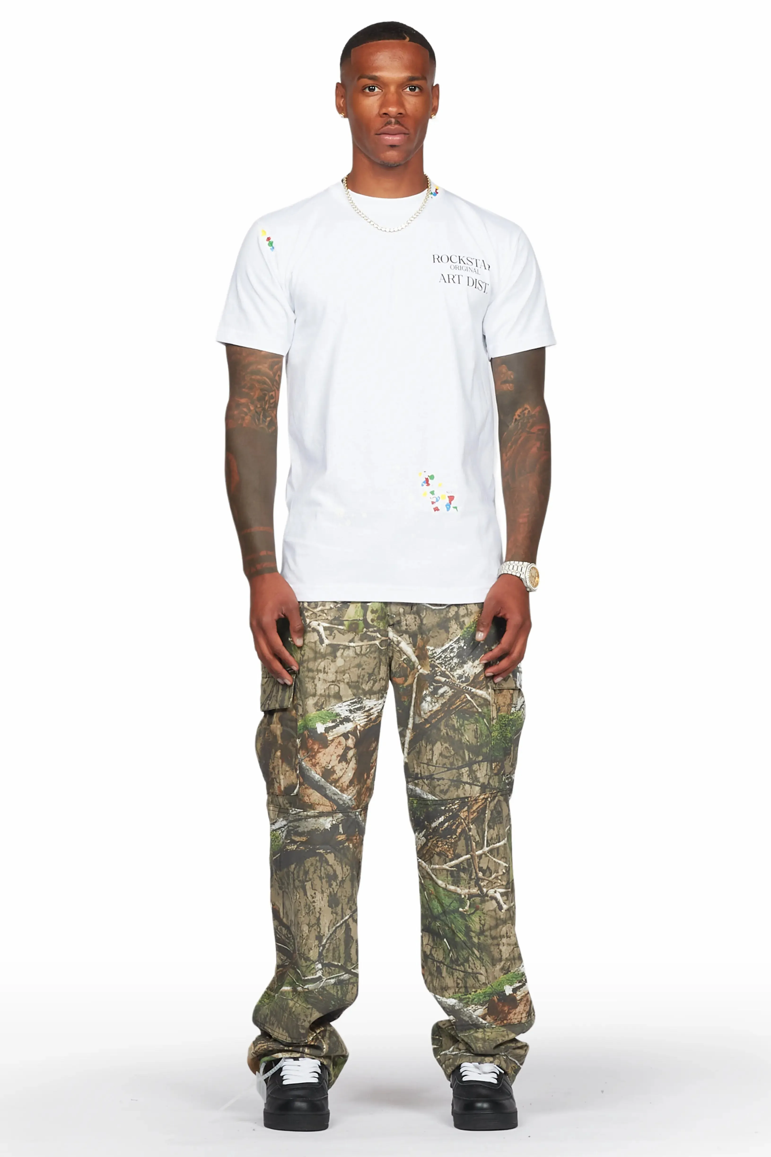 Acko Green Tree Camo Cargo Graphic Pants