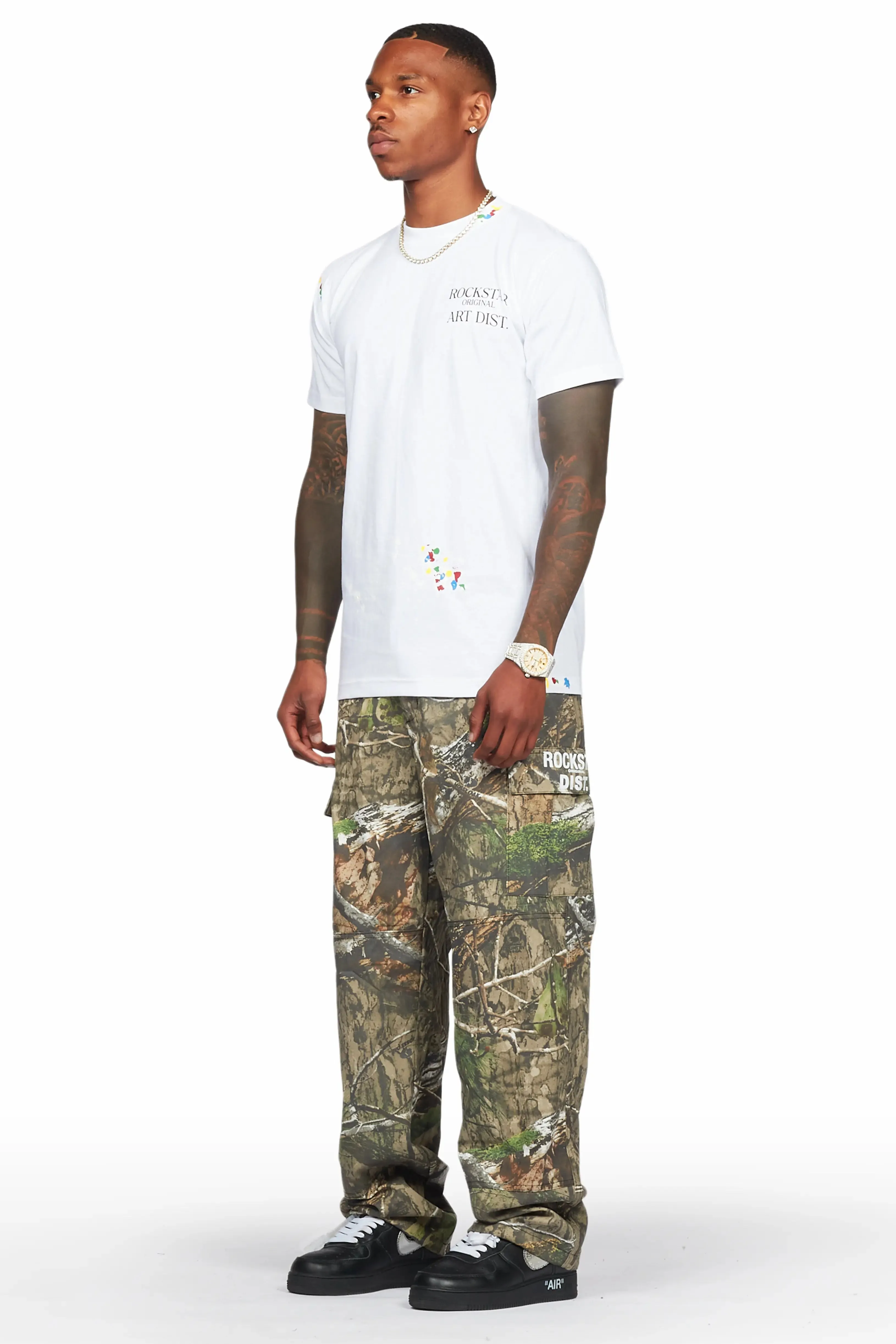 Acko Green Tree Camo Cargo Graphic Pants