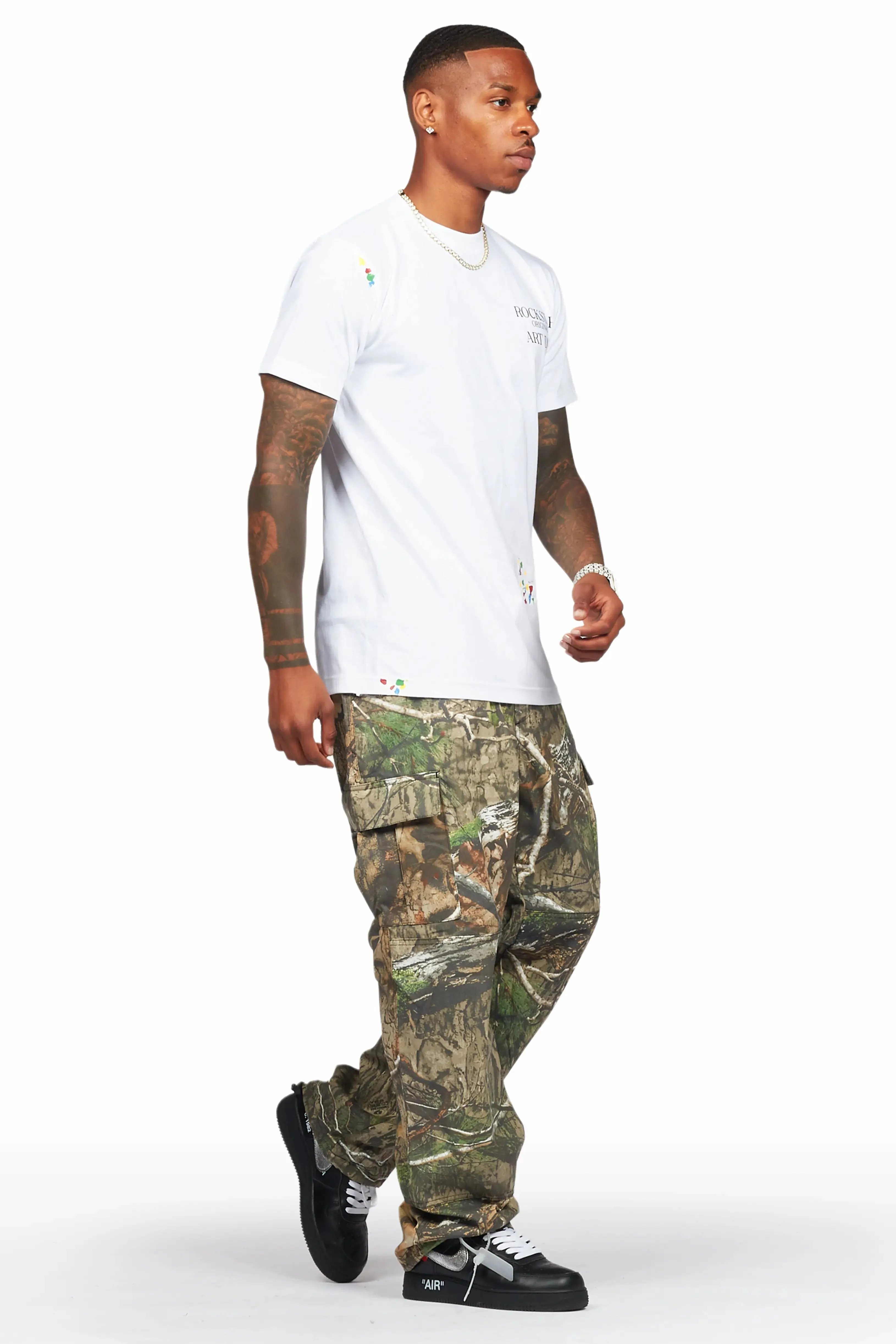 Acko Green Tree Camo Cargo Graphic Pants