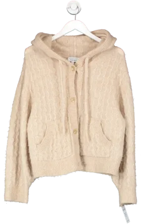 & Other Stories Beige Oversized Button Up Cable Knit Hoodie UK S