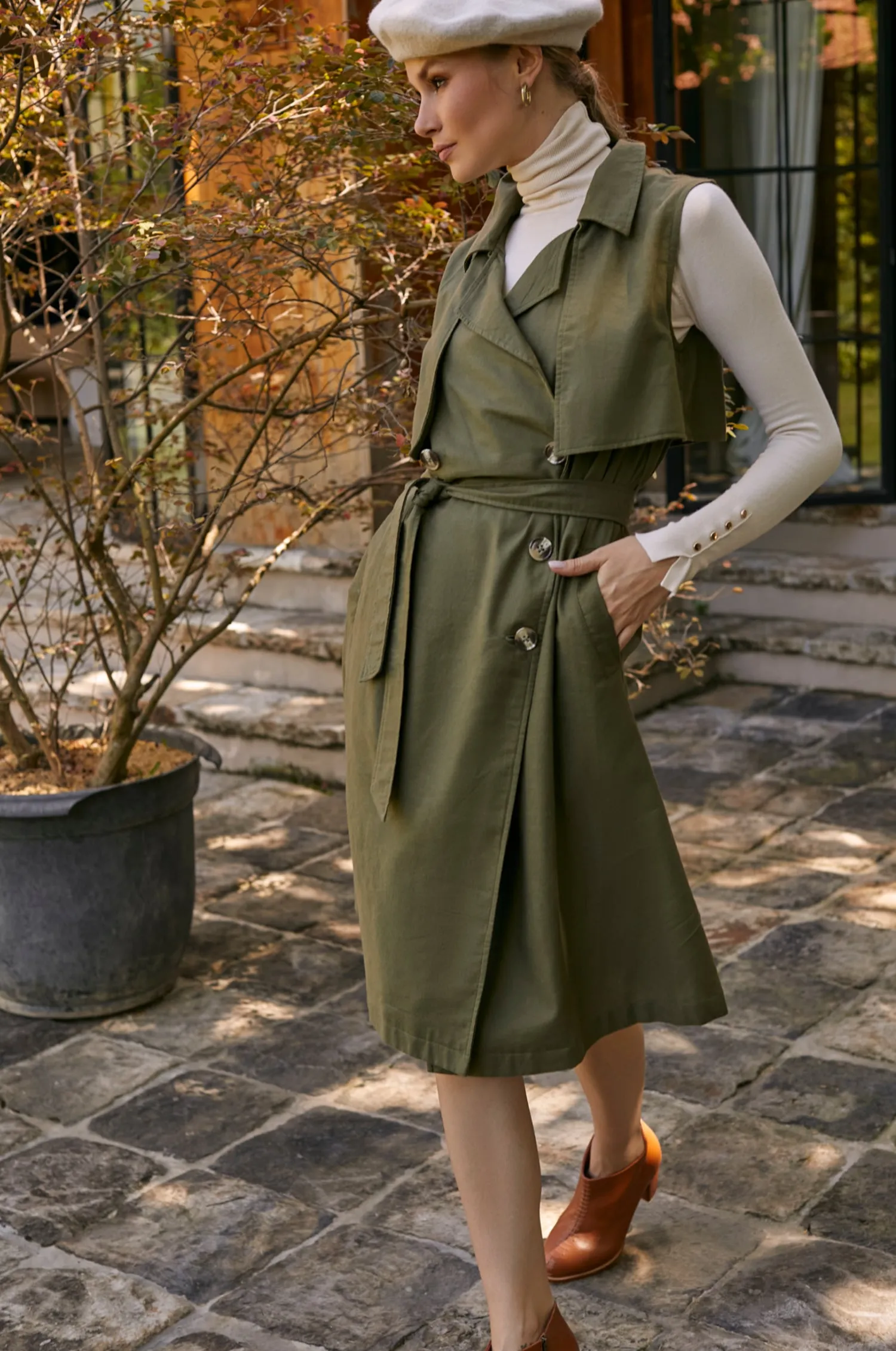 Arden Belted Vest Trench