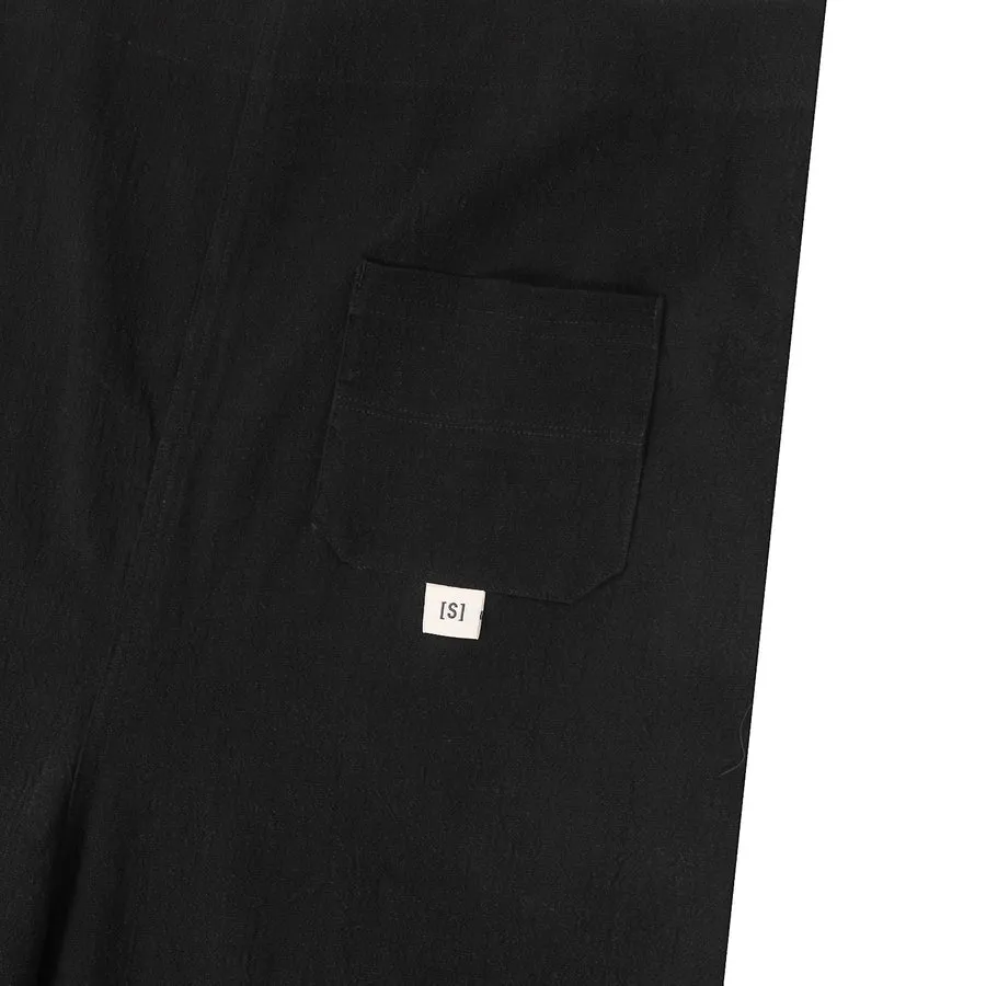 A[S]USL COTTON LINEN ALLOVER PANTS-BLACK