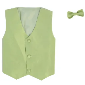 Baby Boys Apple Green Poly Silk Vest Bowtie Special Occasion Set 3-24M