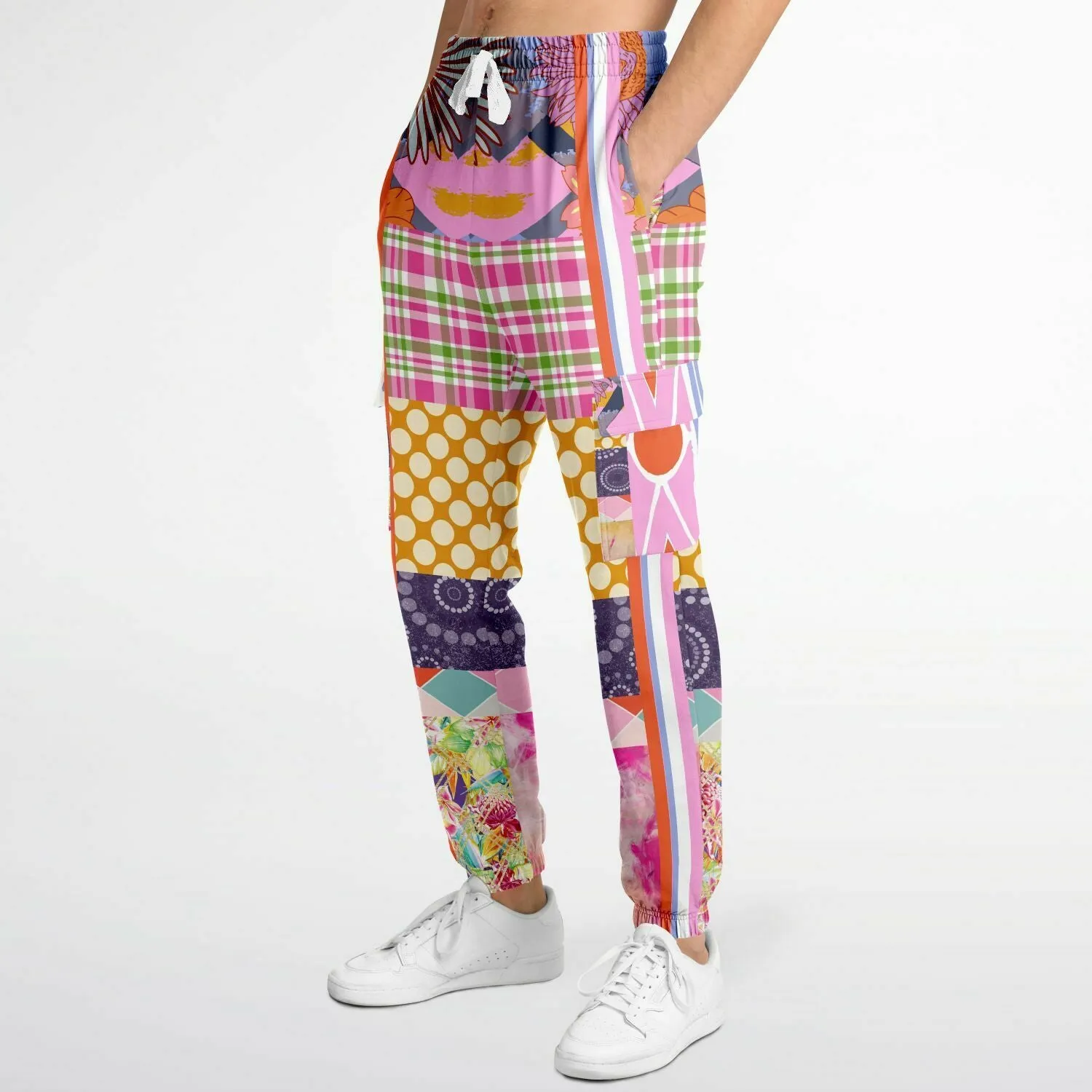 Bahama Mama Pink Patchwork Unisex Eco-Poly Cargo Joggers