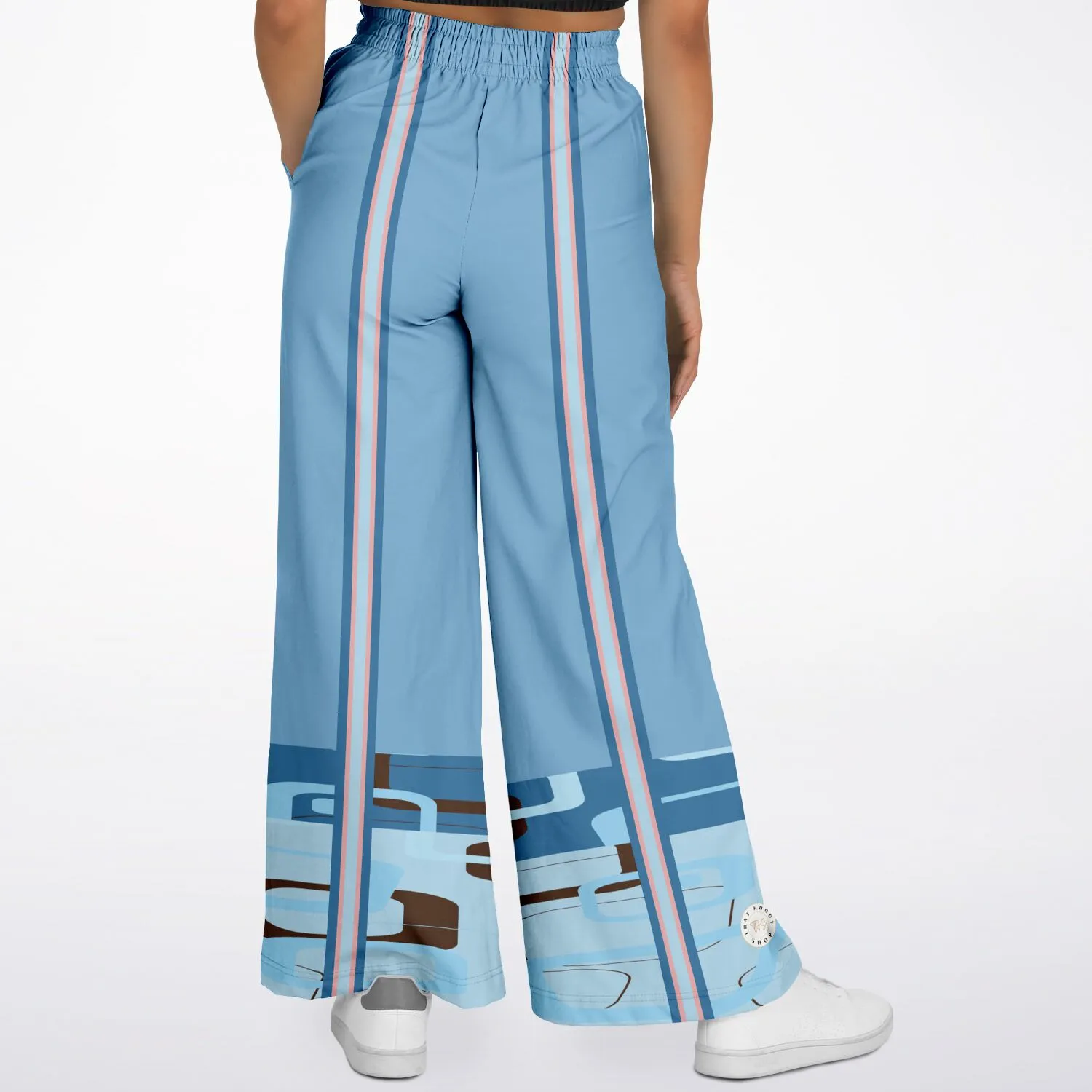 Blue Geo Striped Leg SW Stretchy Phat Bellbottoms