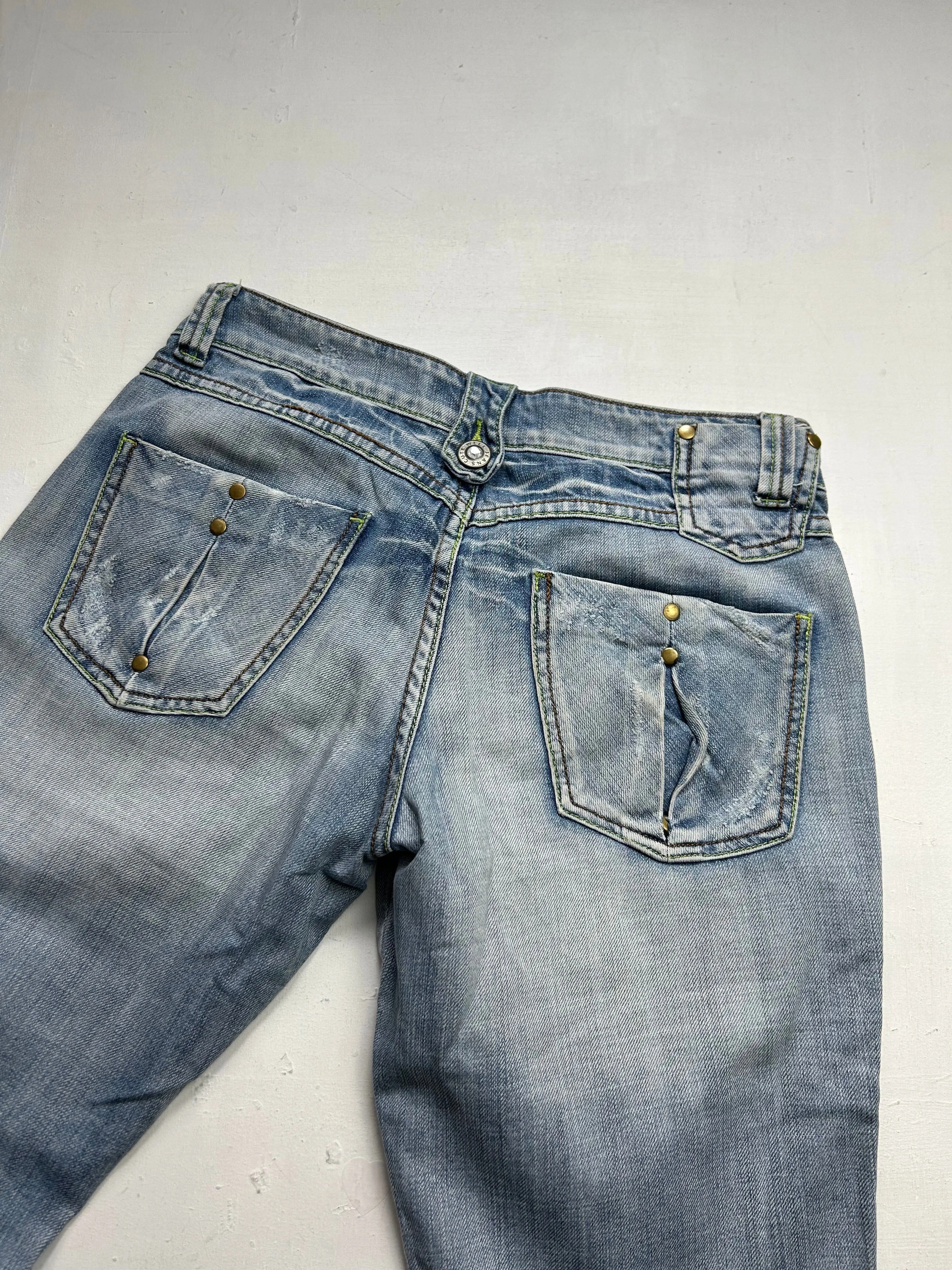 Blue low rise denim capris pants (S)