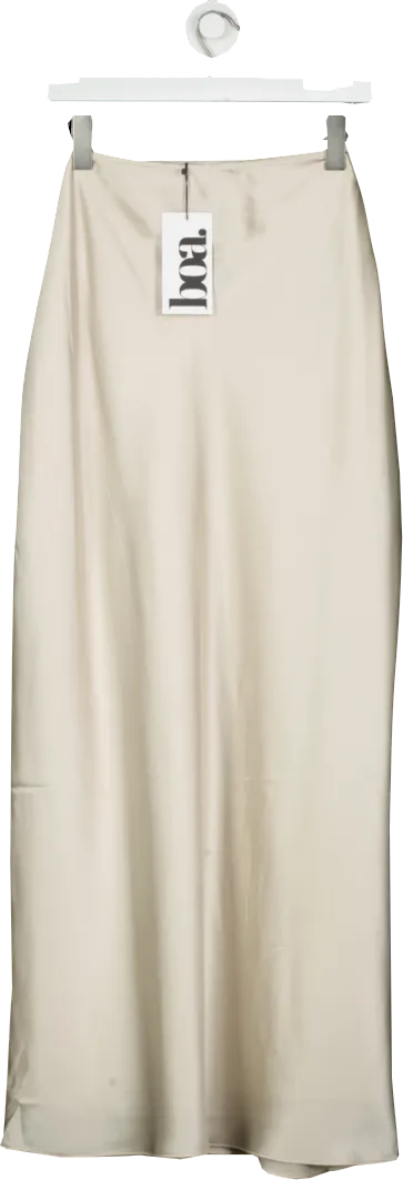 BOA Beige Satin Mid Rise Maxi Skirt UK XL