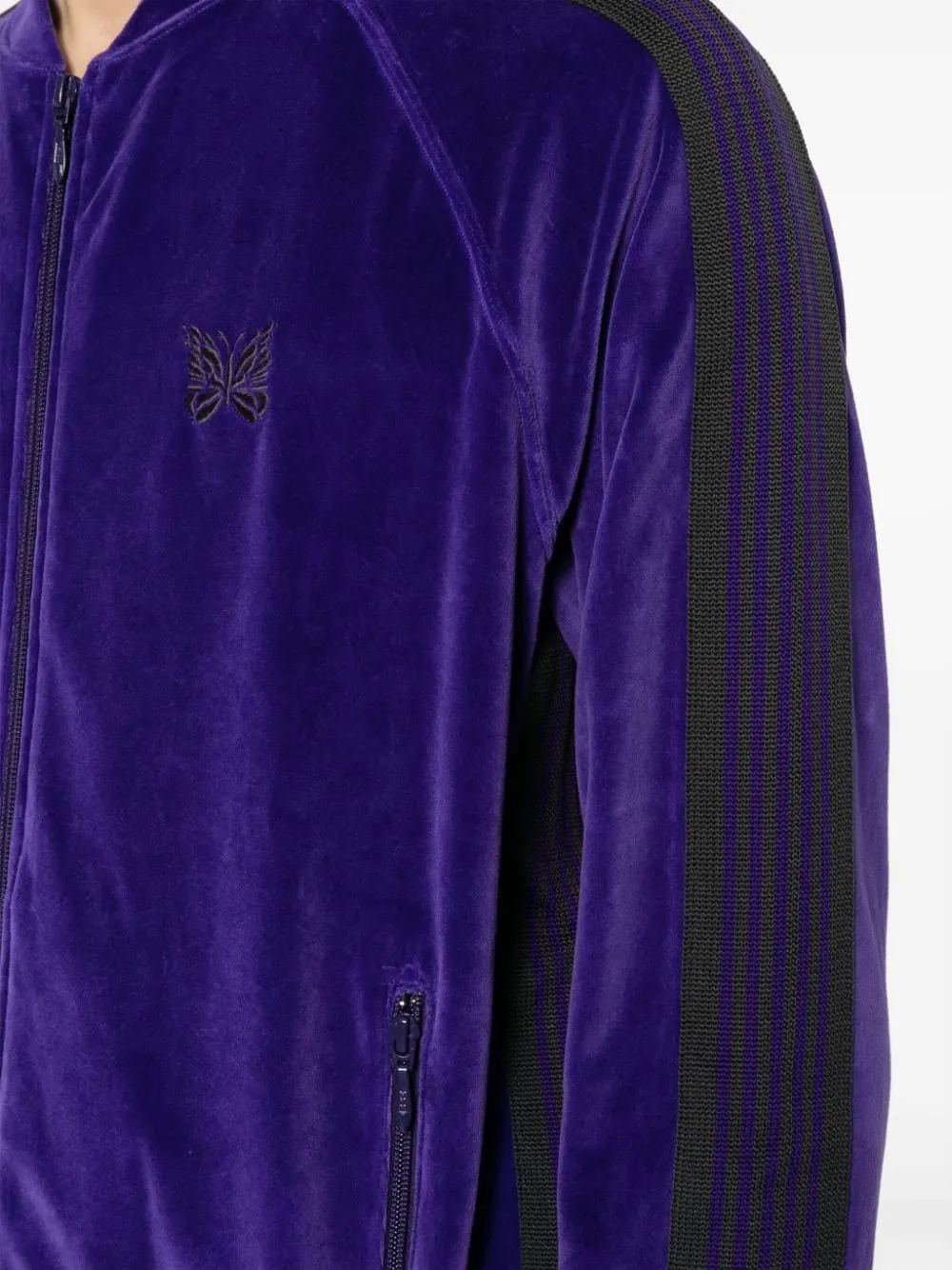 BUTTERFLY-LOGO VELVET-EFFECT SIDE STRIP TRACK JACKET