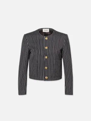 Button Front Jacket -- Dark Navy Multi