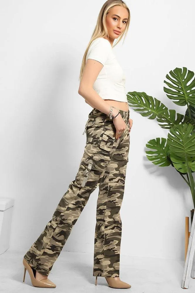 Camouflage Print Denim Cargo Trousers