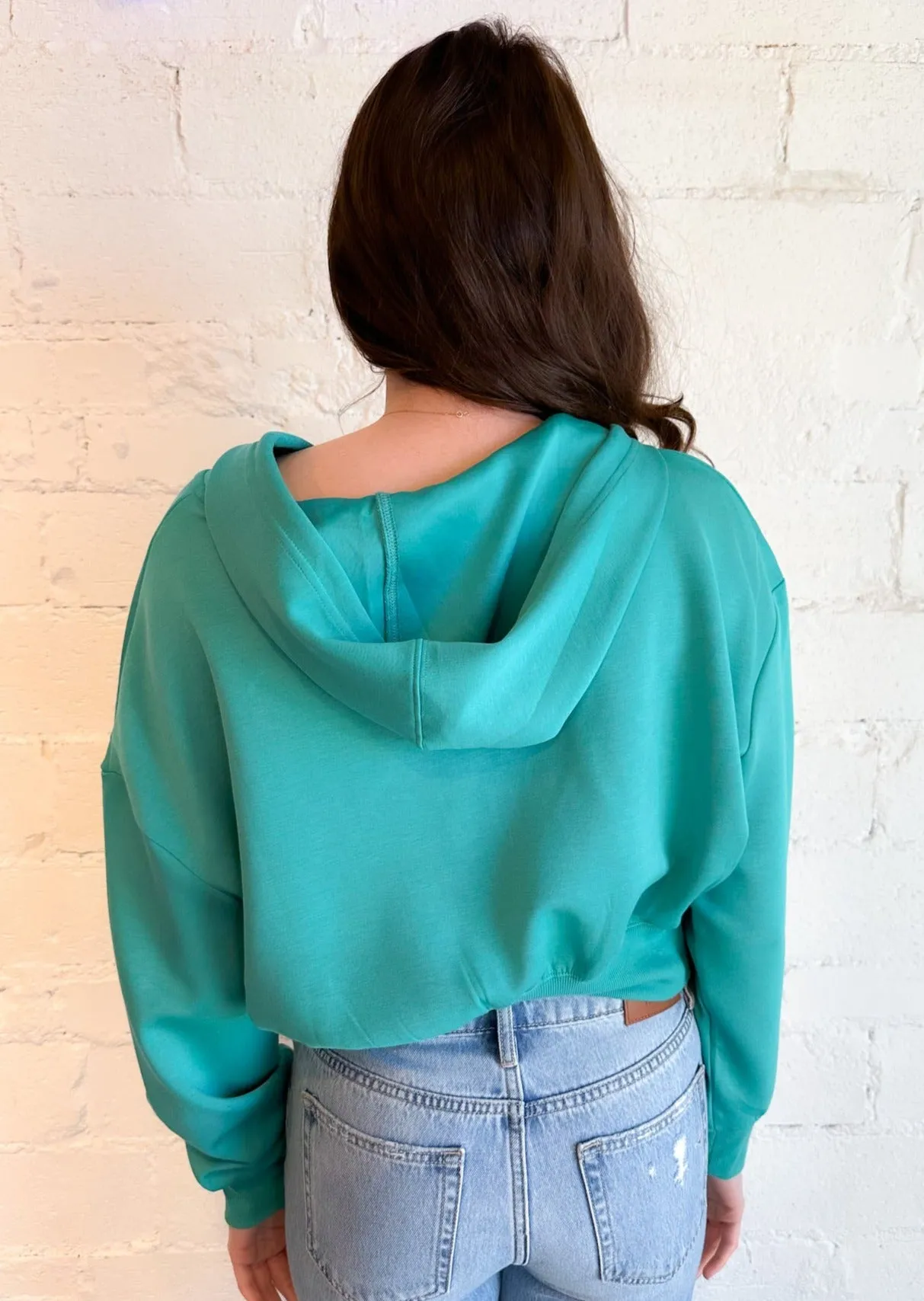 Caribbean Turquoise Cloud Fleece Zip Up Top