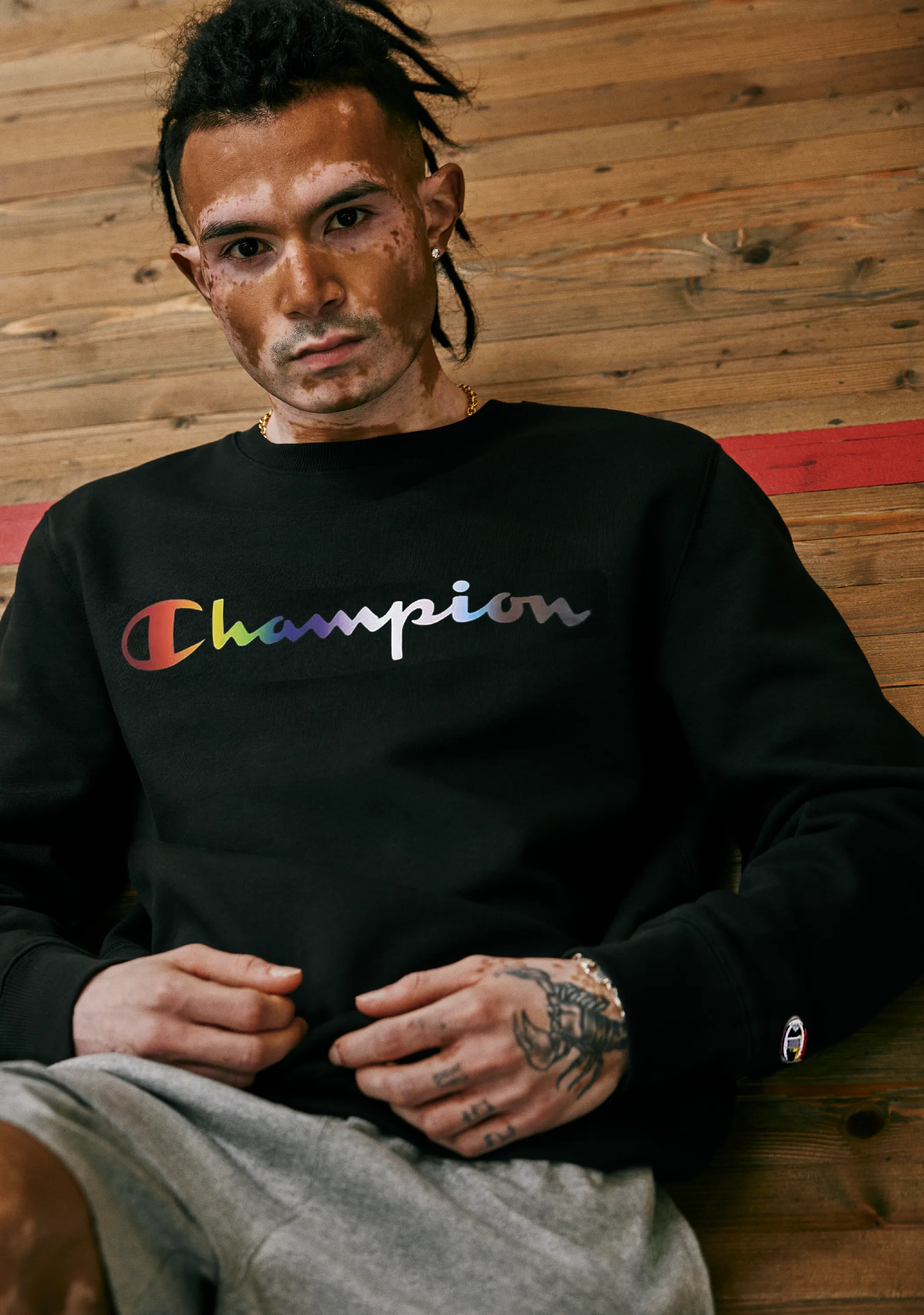 Champion Athletic Pride Script Crew <br> AURDN BLK