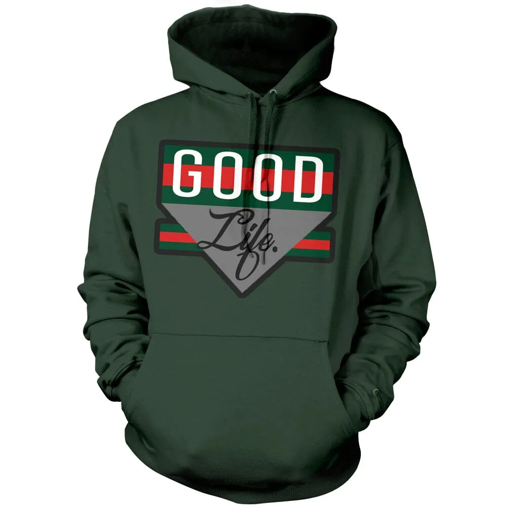 Chenille Good Life - Dark Green Hoodie Sweatshirt