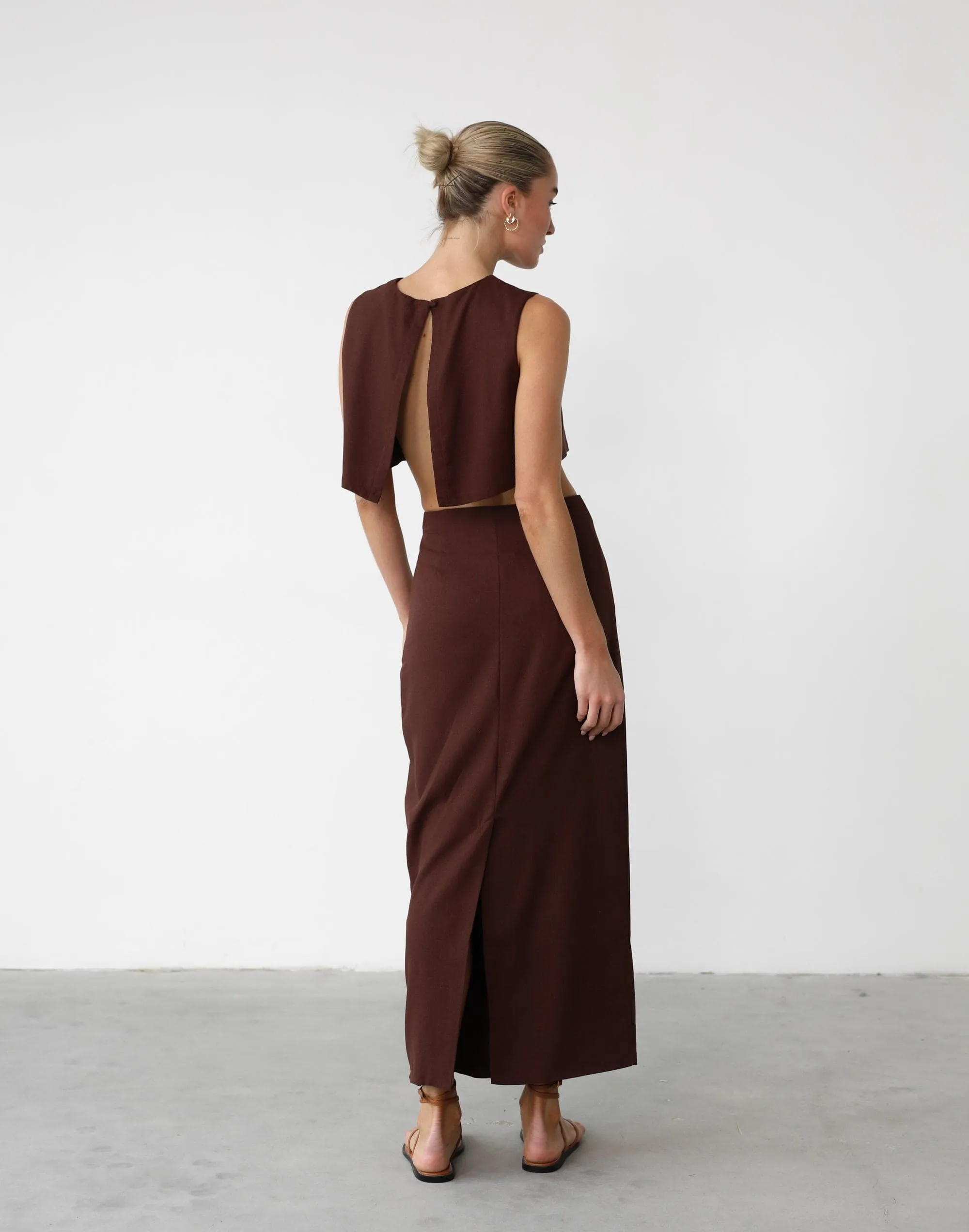 Como Linen Maxi Skirt (Cocoa)