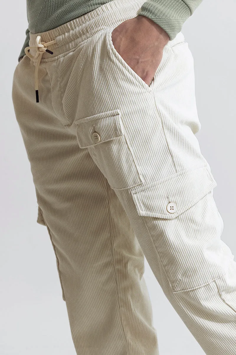 Cullin Off-White Corduroy Cargo Pant