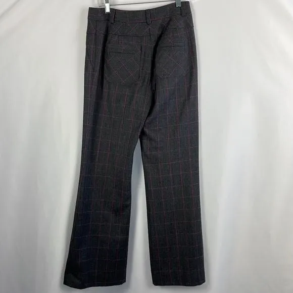 D Von Furstenberg Grey Pink Plaid Trousers