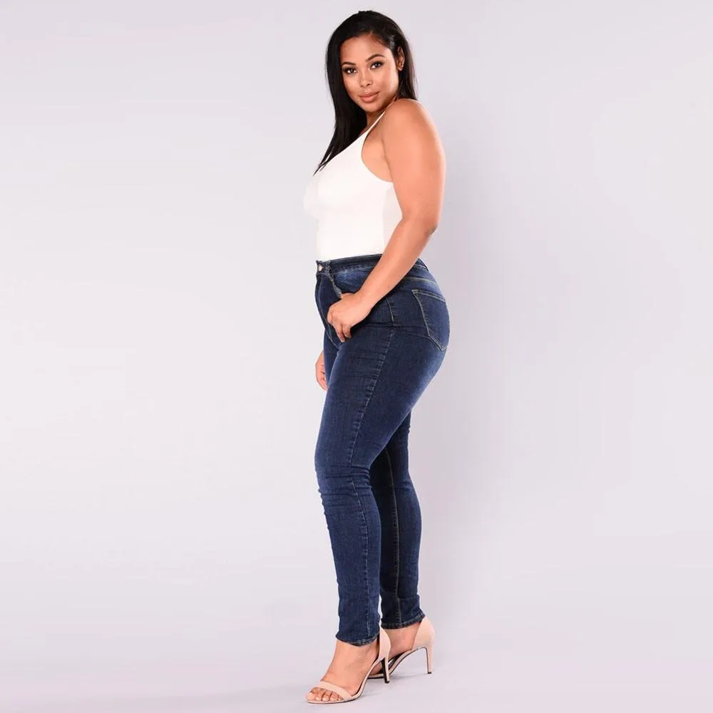 Denim Skinny High Waist Push Up  Ripped Stretch Pants