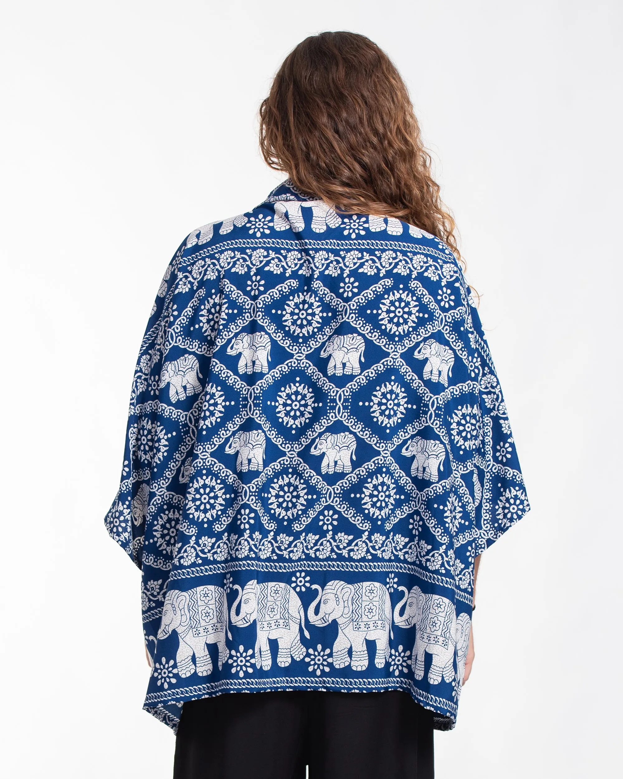 Diamond Elephant Kimono Cardigan in Blue