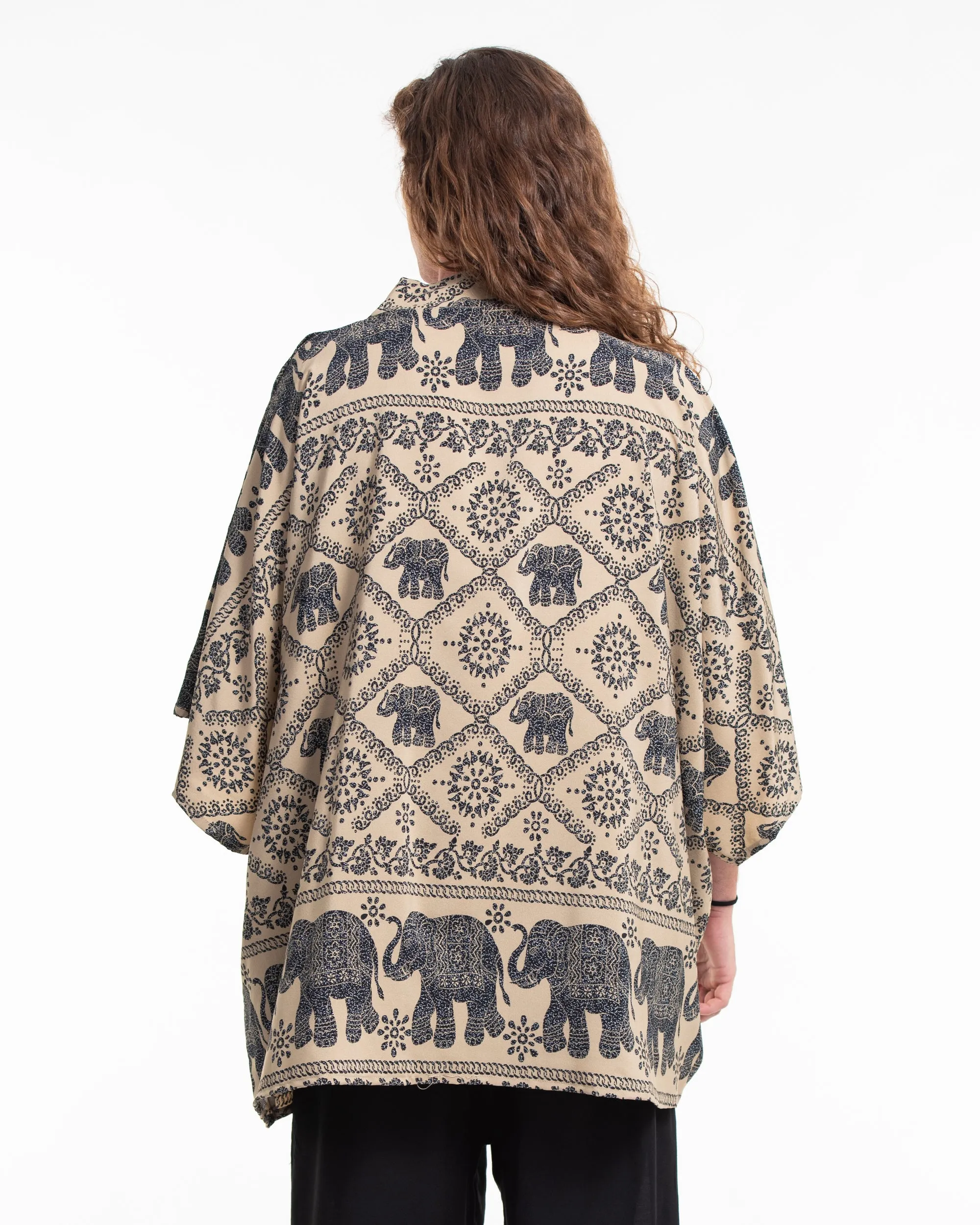 Diamond Elephant Kimono Cardigan in Gold