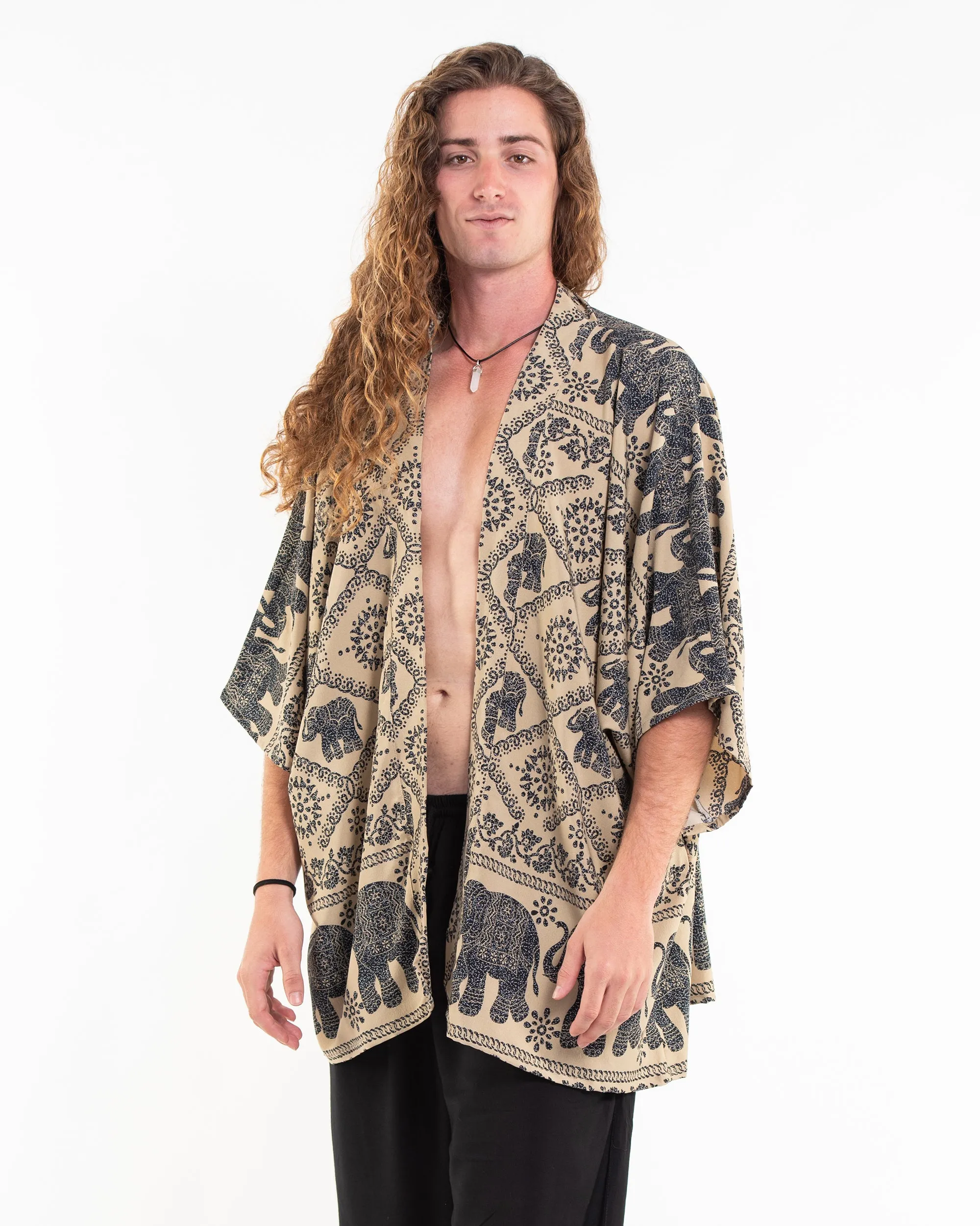 Diamond Elephant Kimono Cardigan in Gold