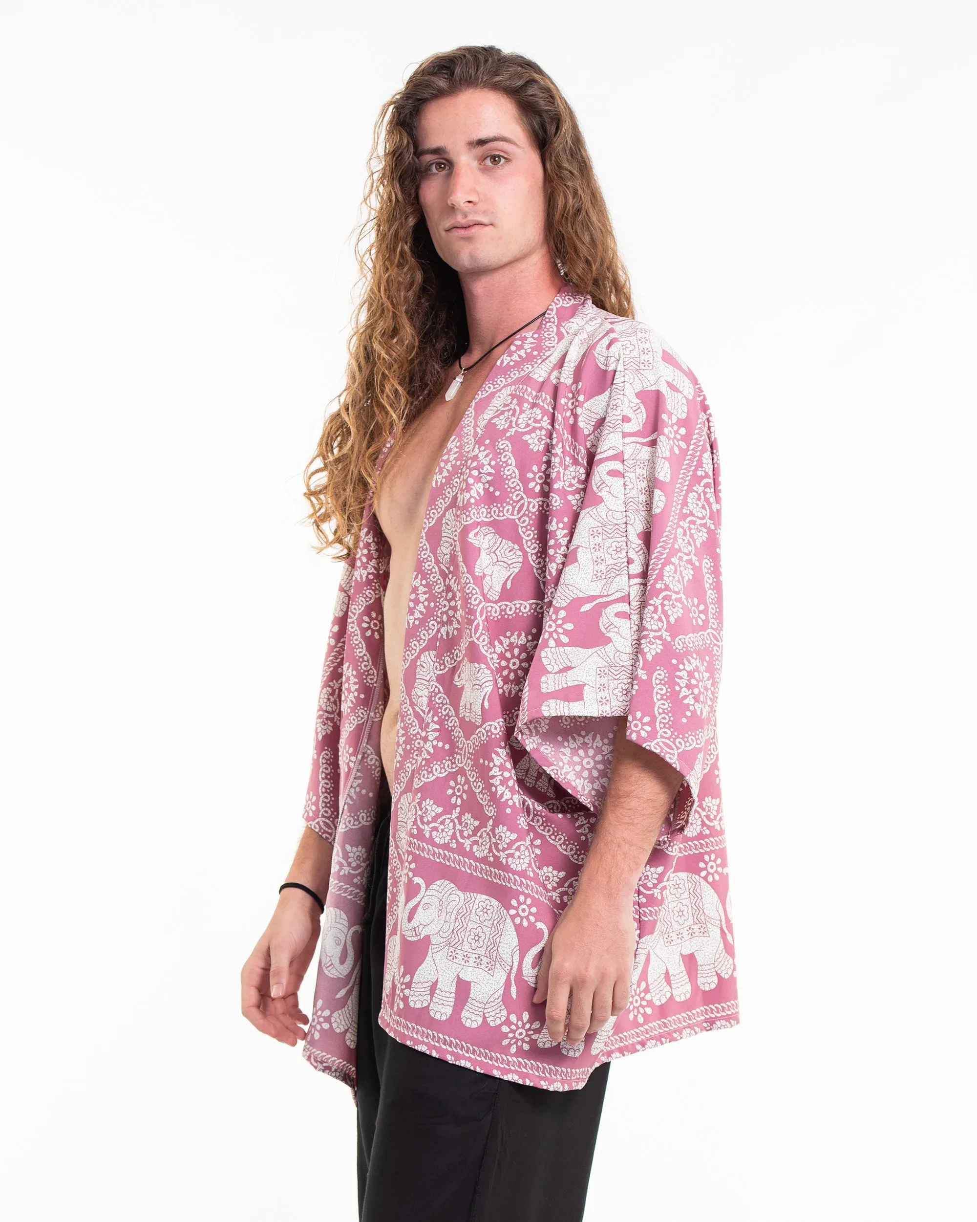 Diamond Elephant Kimono Cardigan in Pink