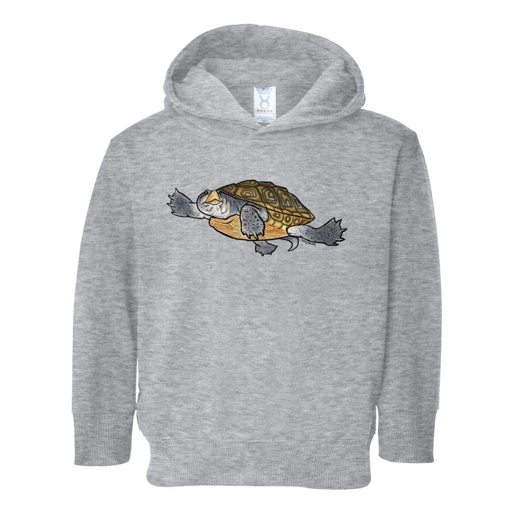 Diamondback Terrapin Toddler Pullover Hoodie, Cute Reptile Kids Top