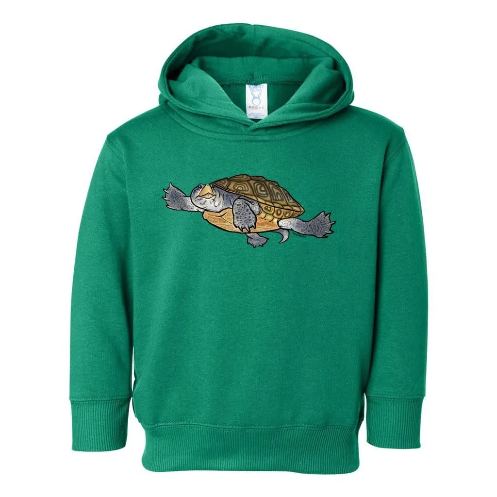 Diamondback Terrapin Toddler Pullover Hoodie, Cute Reptile Kids Top