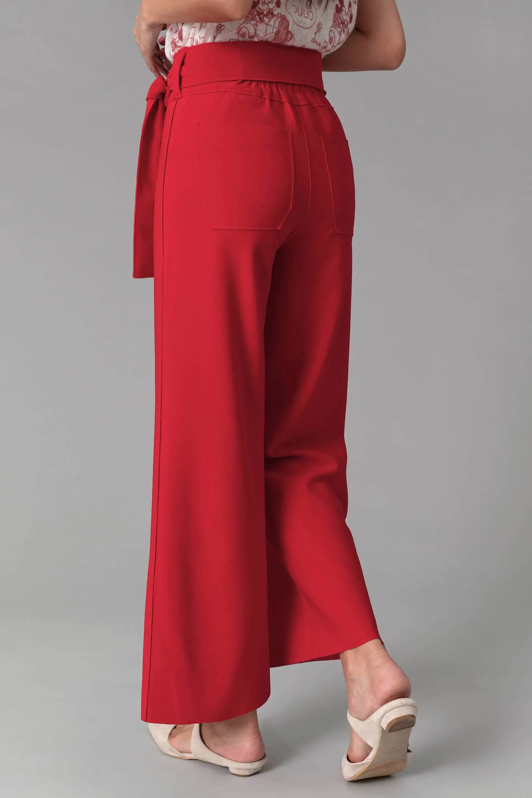 Elise Ribbon Tie Pants, Red