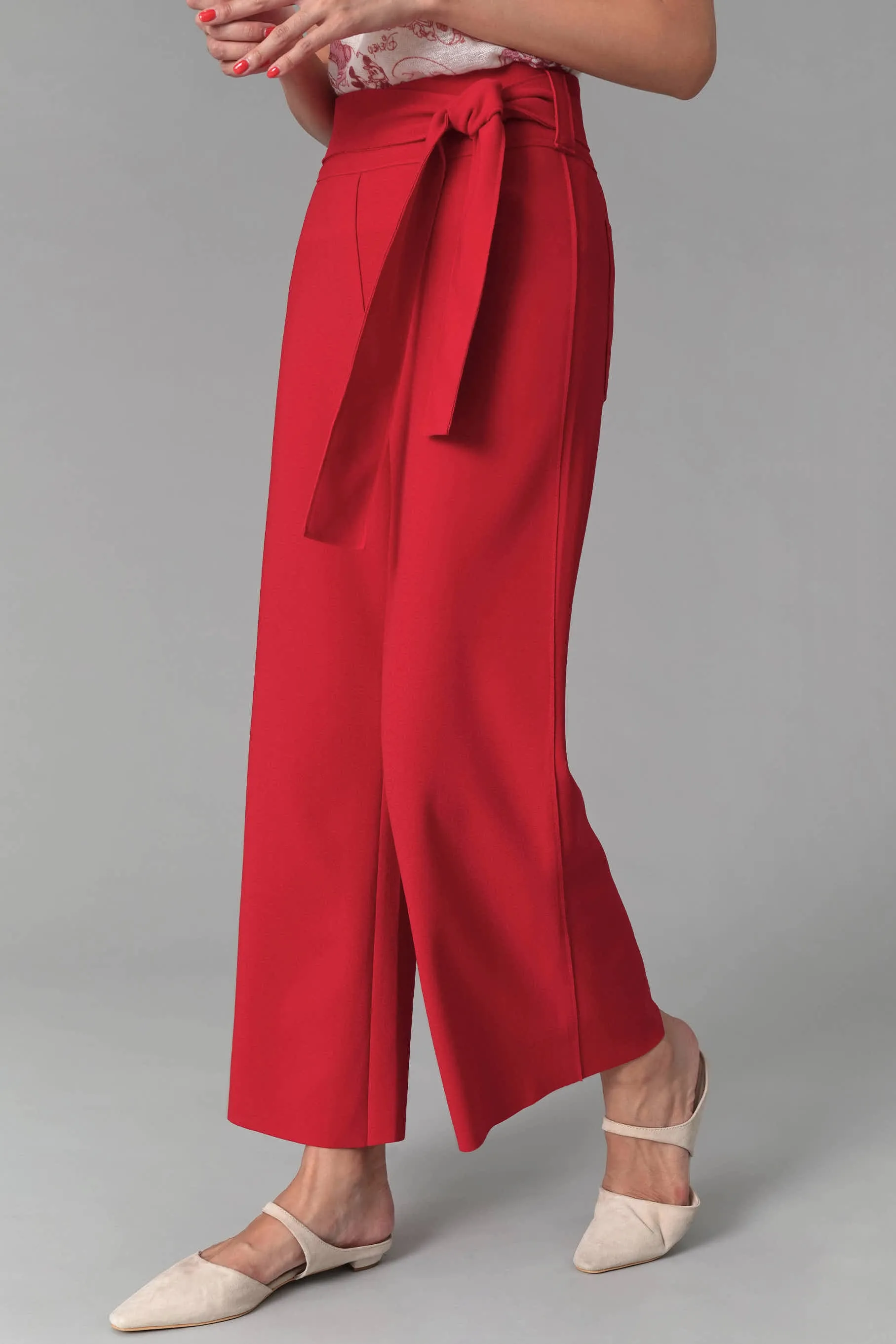 Elise Ribbon Tie Pants, Red