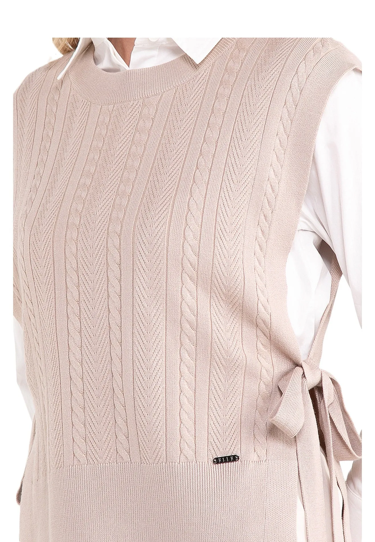 ELLE Apparel Knitted V-Neck Side Knotted Vest