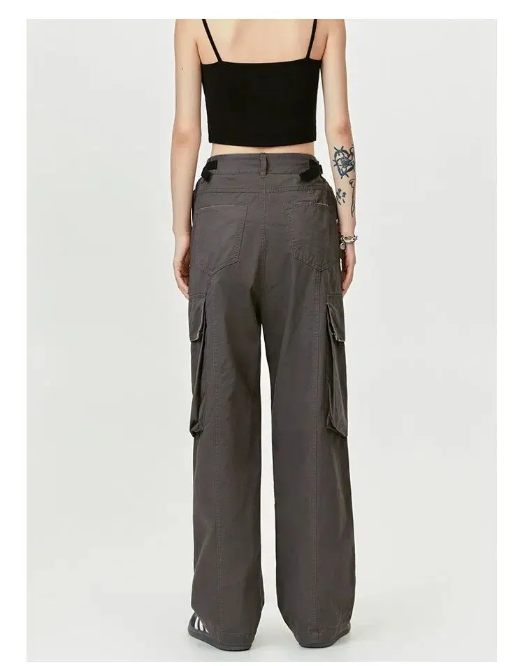 Flap Pocket Belted Strap Cargo Pants