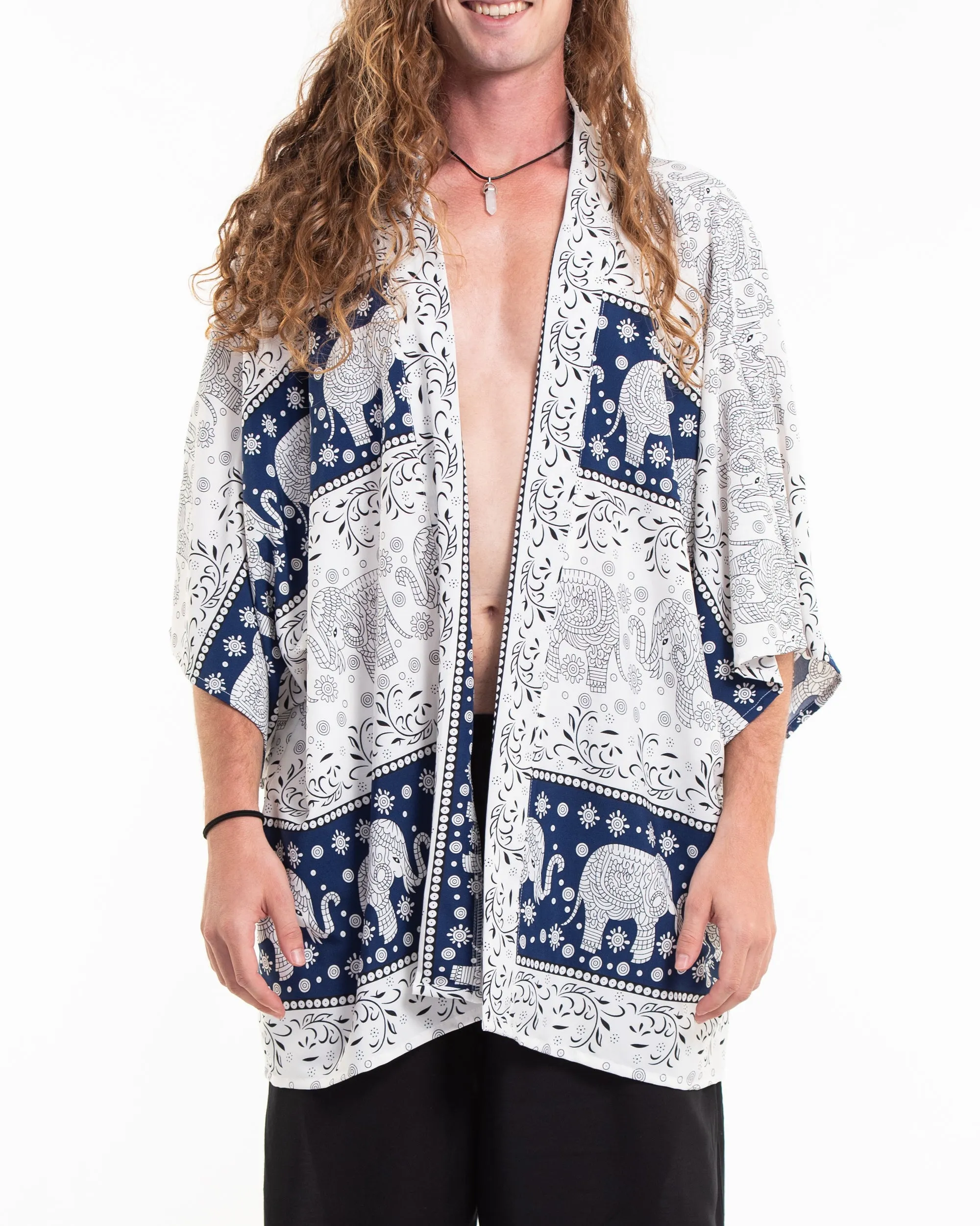 Floral Elephant Kimono Cardigan in Navy