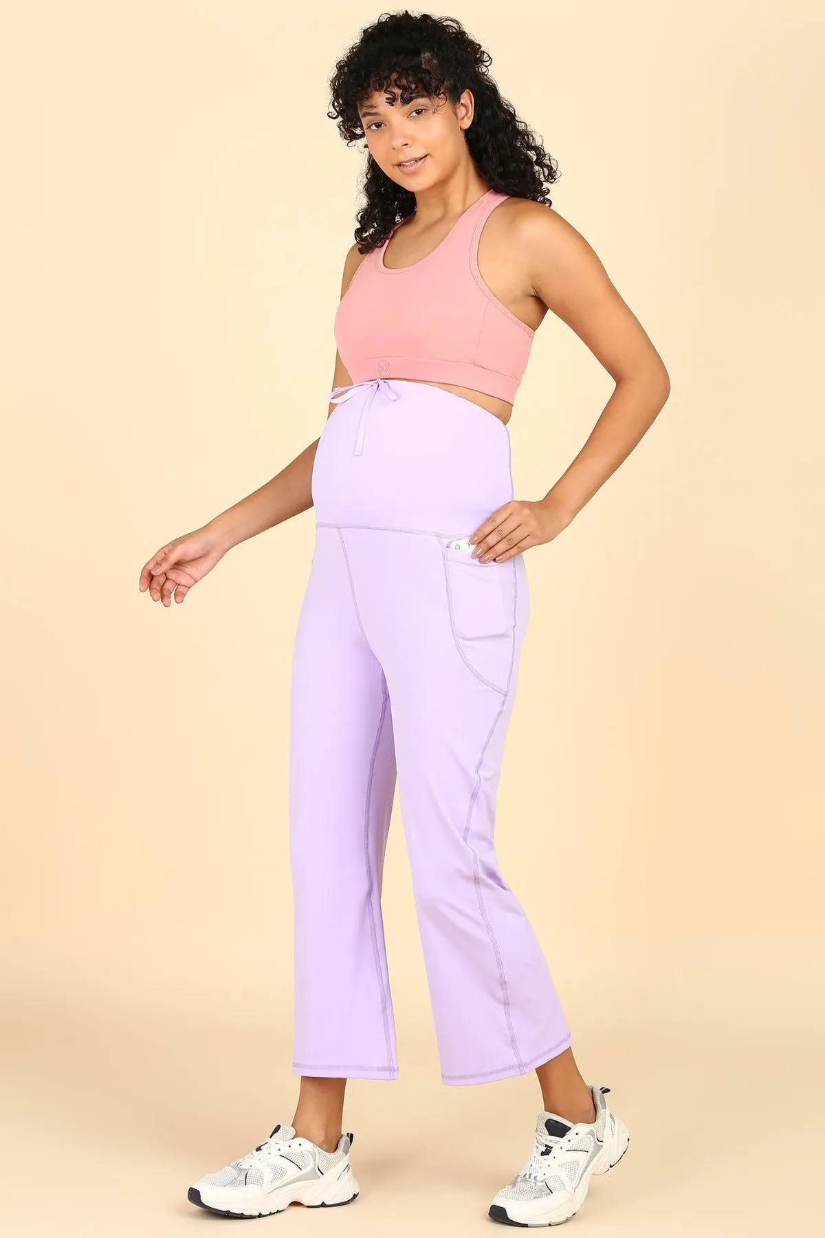 Full Bump-Coverage Lavender Flair Maternity Pants