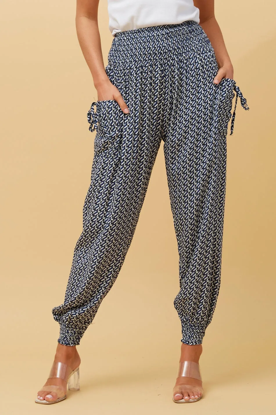 GEOMETRIC PRINT HAREM PANTS