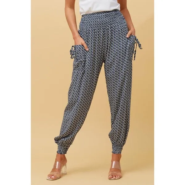 GEOMETRIC PRINT HAREM PANTS