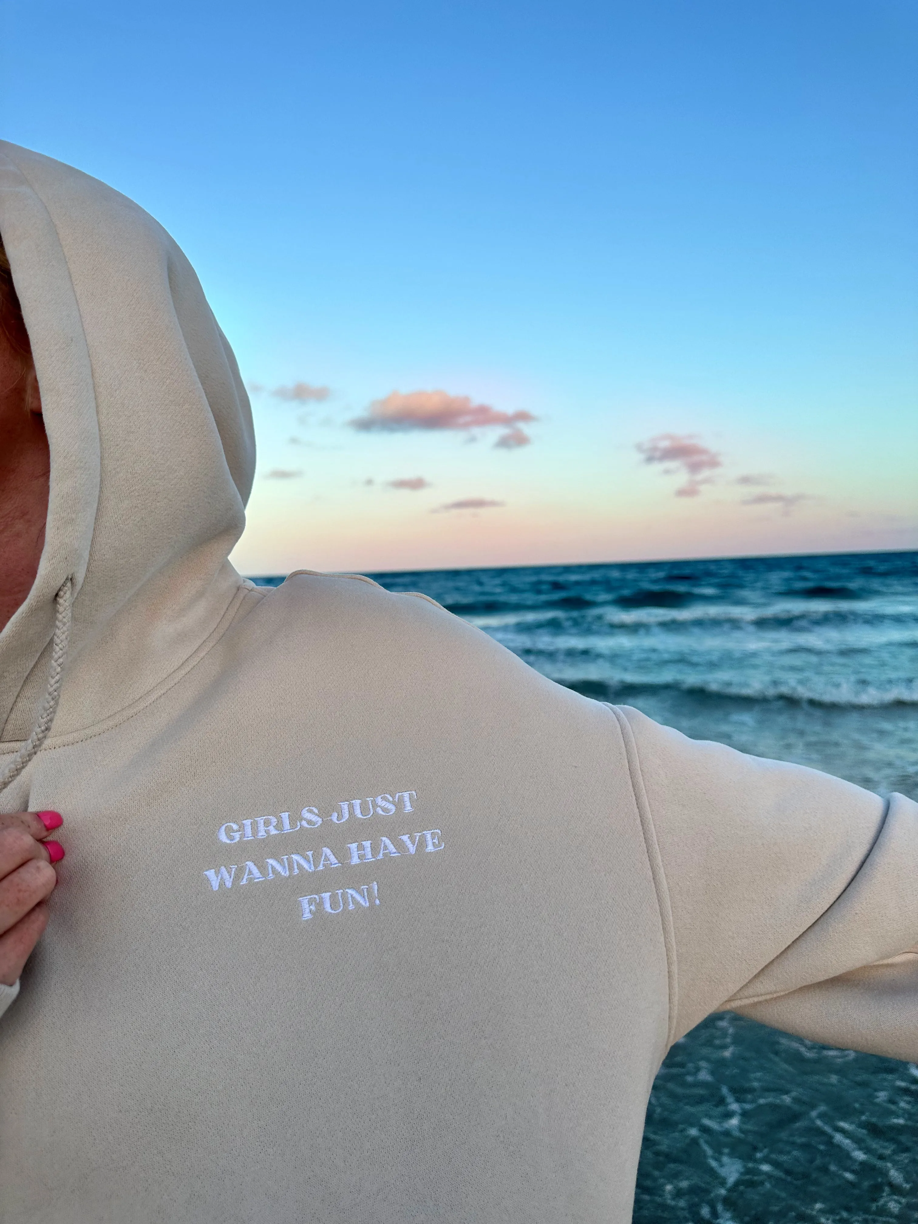 Girls Just Wanna Have Fun Embroider Hoodie