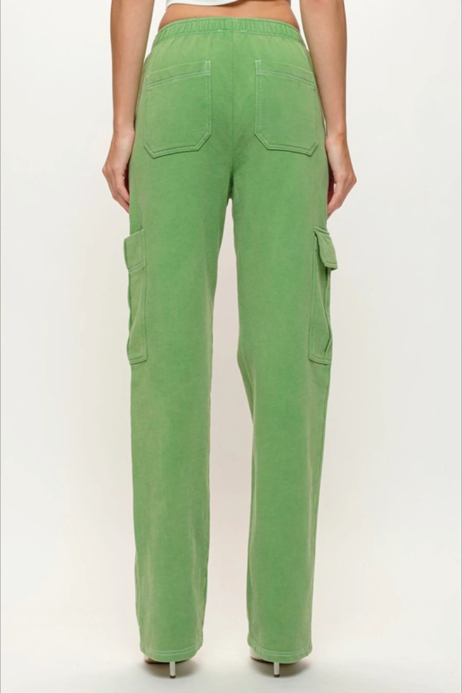 Green Terry Utility Cargo Pant