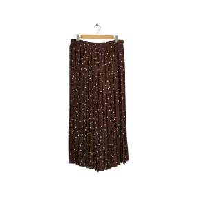 H&M Brown Polka Dot Pleated Wrap Skirt | Like New |