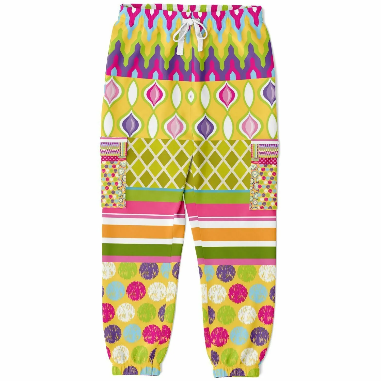 Hello Janis! Circus Patchwork Unisex Fleece Cargo Sweats