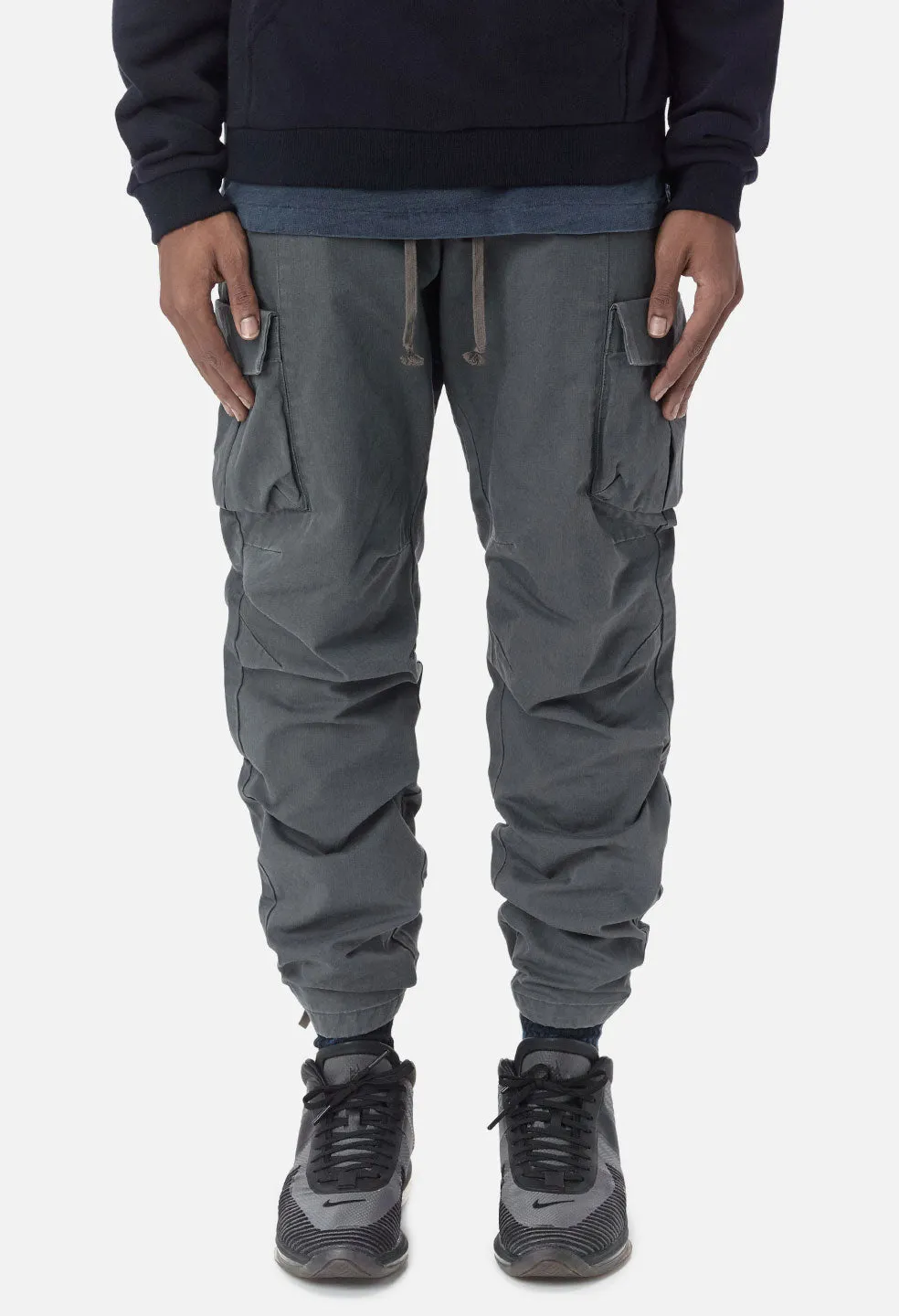 Herringbone Cargo Pants / Charcoal