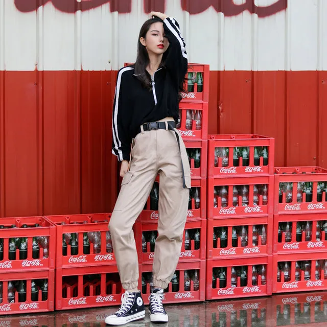 High-Waisted Cargo Pants With Belt