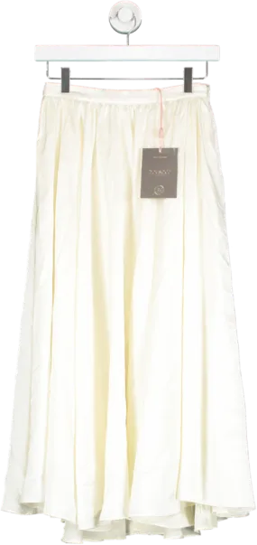 House of CB White Suzette Ivory Voluminous Midi Skirt UK S