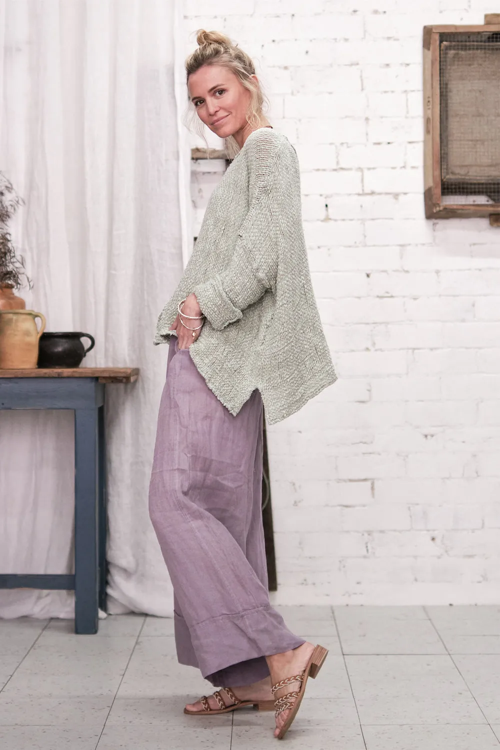 LA BOTTEGA DI BRUNELLA PANTALONE MATRCO POLO BATTISTA PANTS GLICINE