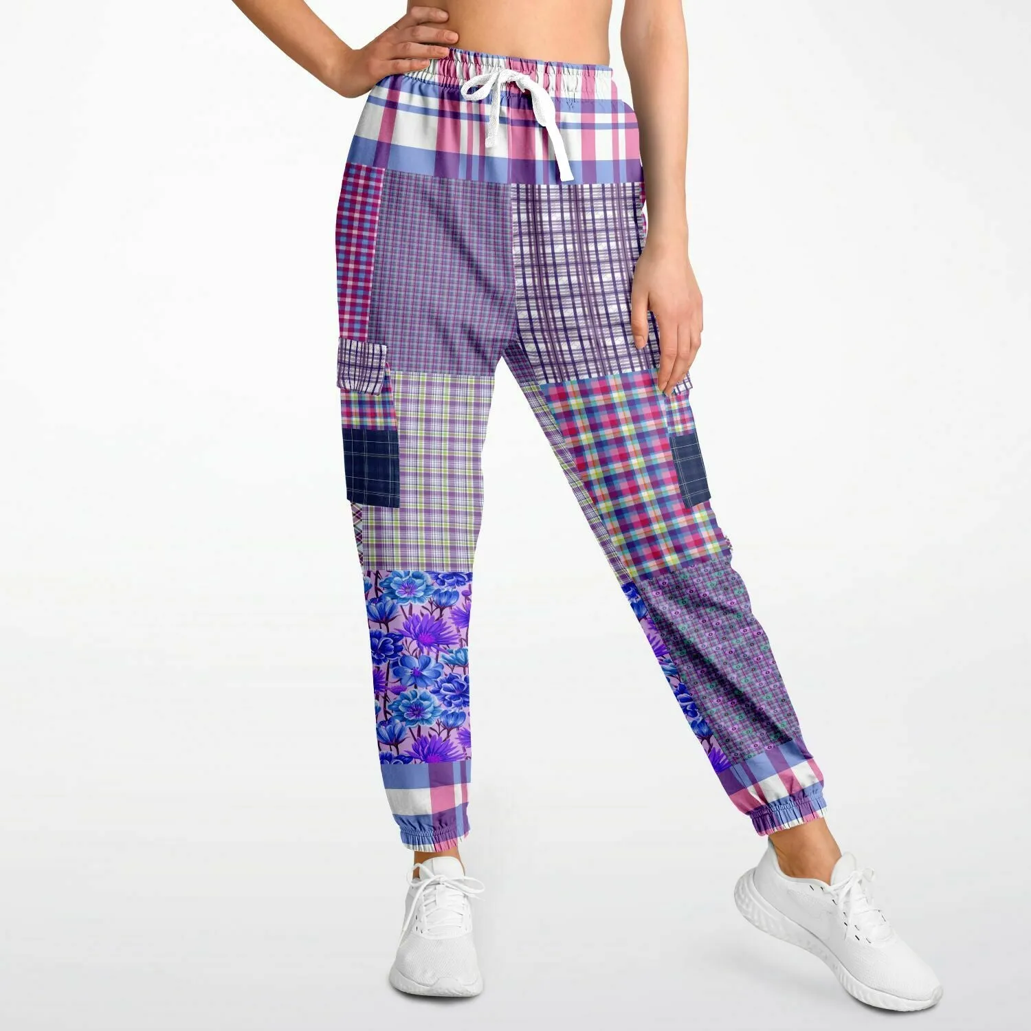 Lavender Fields Purple Plaid Unisex Eco-Poly Cargo Joggers