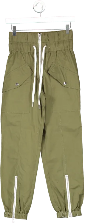 Marissa Webb Green Straight Leg Cargo Pants With Colour Block Zip Detail UK XS