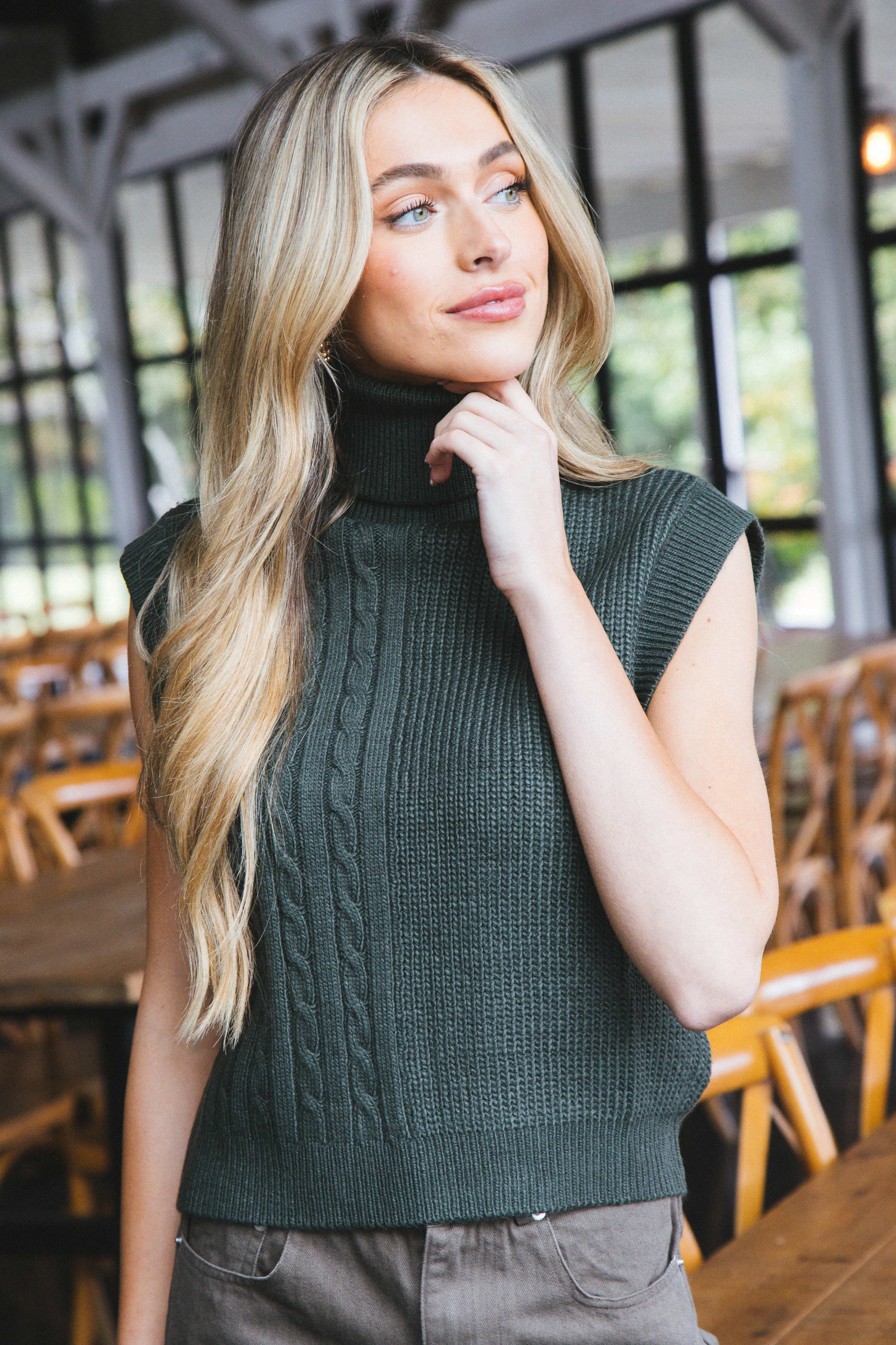 McKinley Turtle Neck Sweater Vest, Dark Green