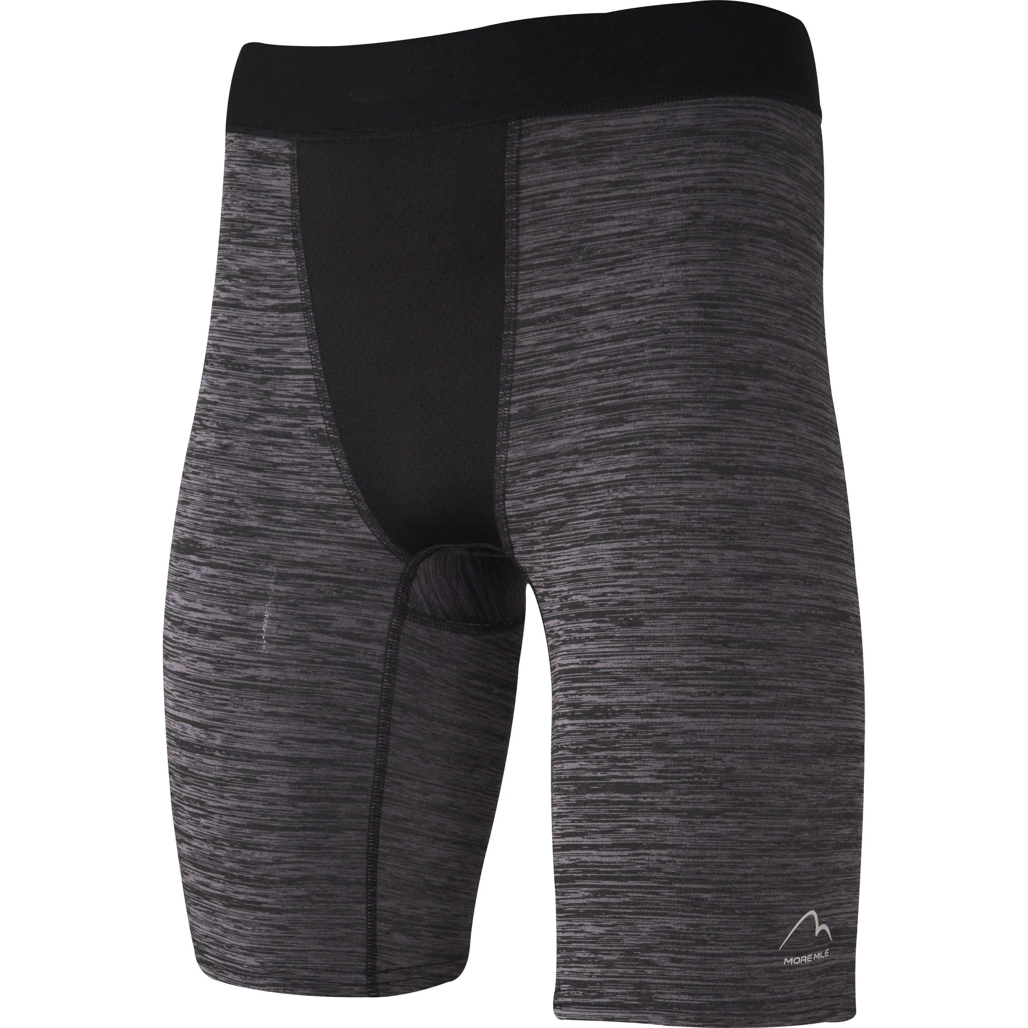 More Mile Train To Run Mens Baselayer Short Tights - Grey