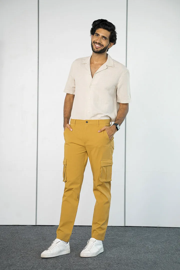 Mustard Stretch Cargo Pants